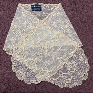 Vintage Ralph Lauren Blue Label Jabot Lace Scarf